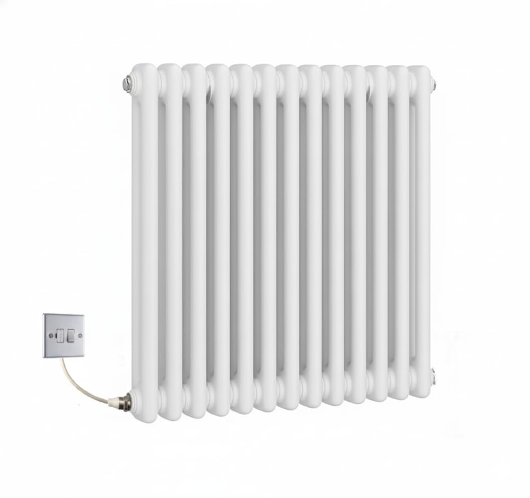 Manissa Electric White Traditional Radiator 2 Column 600mm H x 592mm W