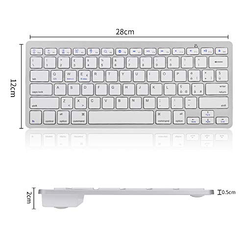 SENGBIRCH Bluetooth Italiana Tastiera, Tastiera Wireless Portatile Light per iPad, Samsung, Huawei, iOS, Android, Windows e Qualsiasi Dispositivo Abilitato Bluetooth, Tastiera Bluetooth, Bianca