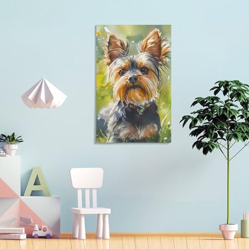Tableau Yorkshire Terrier impression sur toile premium affiche deco murale 30x45cm - 4