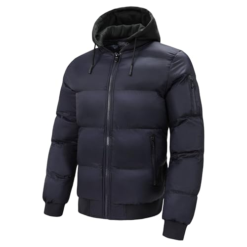 Chaqueta acolchada de hombre impermeable y ligera con capucha para el invierno
