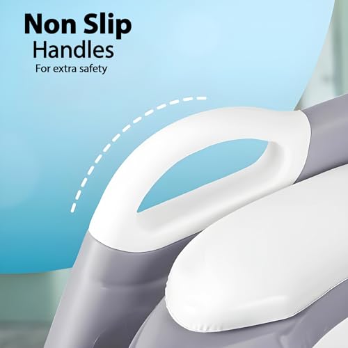 Image of WISHKEY Potty Training Seat with Adjustable Step Ladder, Foldable Design, Non-Slip Safety Steps, Soft Removable Seat, (Grey)