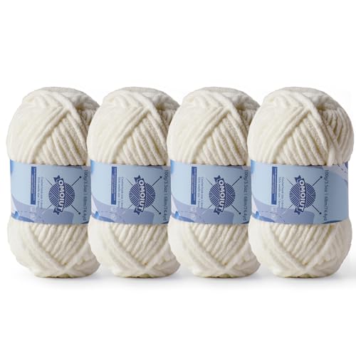 Image of 4 Pack Chunky Chenille Yarn for Crocheting, Baby Yarn for Crocheting Soft Blankets, Bulky Yarns for Crochet Amigurumi, 400g (297yds) Fluffy Velvet Yarns for Hand Knitting (4 Light Khaki)