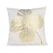 L_shop Funda de Almohada Cuadrada con Hojas bronceadas, Funda de cojín Cuadrada con Estampado Dorado para sofá en casa, Coche,Trébol de Cuatro Hojas