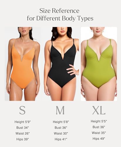 Image of Popilush One Piece Swimsuits for Women Tummy Control Deep V Neck Underwire Shapewear Swimsuit Summer Bathing Suits