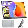 Monitor portátil de 15.6 pulgadas FHD 87% sRGB 60Hz IPS HDR HDMI USB-C Monitor de viaje para laptop, MacBook, PC, Surface PS5 Xbox, pantalla externa con soporte y altavoces, compatible con