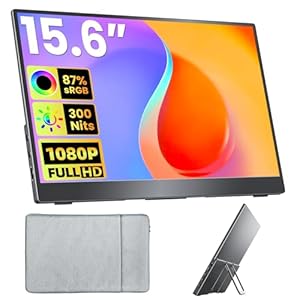 Monitor portátil de 15.6 pulgadas FHD 87% sRGB 60Hz IPS HDR HDMI USB-C Monitor de viaje para laptop, MacBook, PC, Surface PS5 Xbox, pantalla externa con soporte y altavoces, compatible con