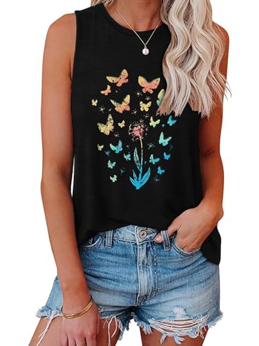 Image of Womens Tank Tops Summer Casual Sleeveless Top Loose Fit Basic Tunic Shirts