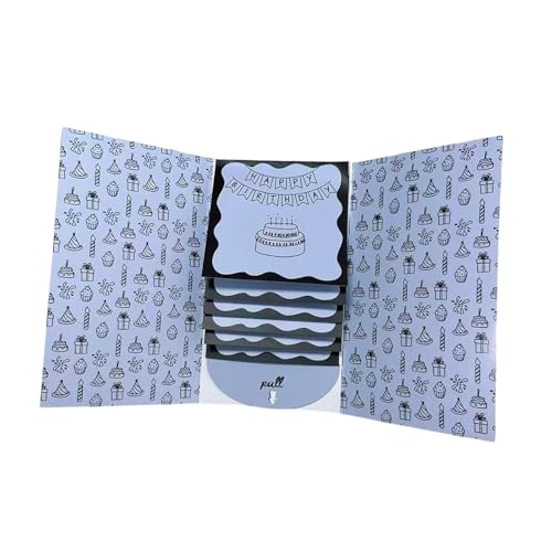 SM SunniMix Waterfall Greeting Card Booklet Unique DIY Gift Cards Holder for Festive Families Birthdays Blue