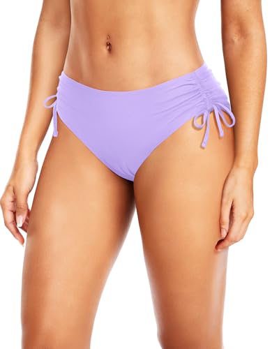 Image of Daci Women Mid Waist Bikini Bottoms - Full Coverage Swim Bathing Suit Bottom Side Tied Swimsuit Bottoms