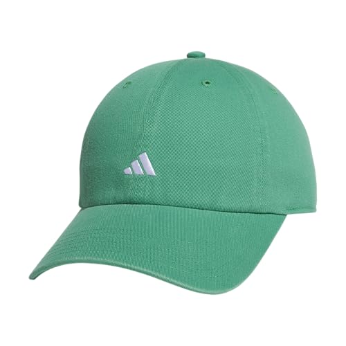 adidas Damen Saturday Baseball Cap-Verstellbare Baumwollmütze, Athletische Entspannte Passform Baseballkappe, Semi Court Green/White/3.0, Einheitsgröße