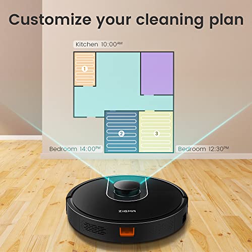 Zigma-Robot-Aspirador-4000Pa-Laser-2-en-1-Aspirador-de-Piso-Limpieza-de-Habitaciones-Compatible-con-Alexa-y-Siri-con-Control-de-Aplicaciones-alfombras-Pisos-Pelo-de-Mascotas