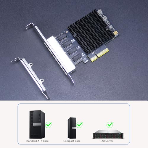 Tarjeta de Red GLOTRENDS LE8245(A3) de 2,5 Gb con 4 puertos RJ45, NIC Ethernet interna para PC, interfaz PCIe x4 (ancho de banda PCIe 3.0 x2) miniatura 5
