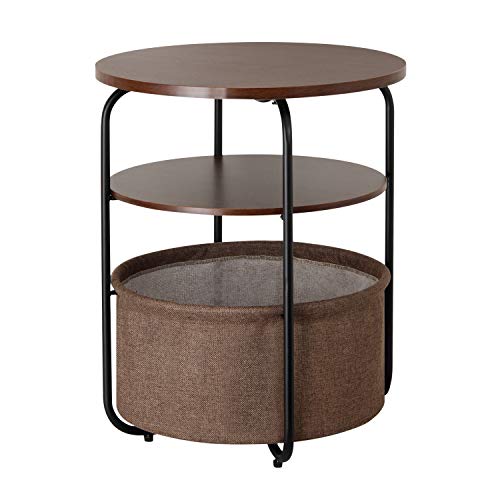 Lifewit Table d’Appoint à 2 Étages avec Panier de Rangement Brun