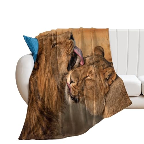 Manta de cachorro lamiendo león, mantas suaves para hombres, mujeres, niños y niñas, acogedora...