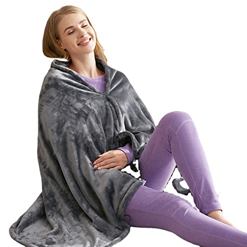 FDRT Warming USB Heated Warm Shawl Blanket, Lightweight Cozy Winter Wrap Heated Poncho Throw Blanket with 3-Setting Heat Controller Cord, Electric Heated Plush Blanket for Car Home Office Outdoor