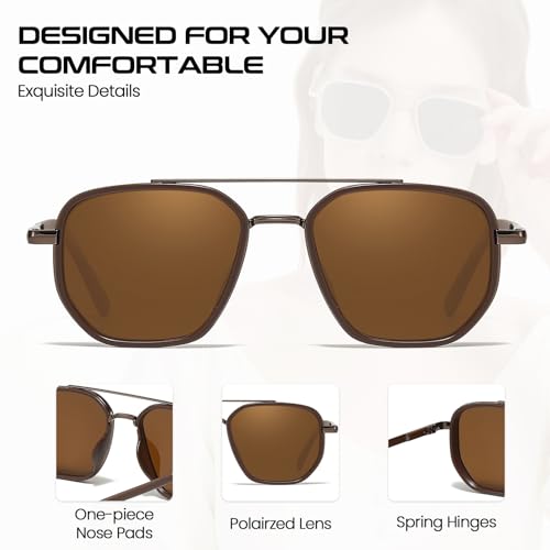 SODQW Tangle Free Aviator Sunglasses for Women Polarized Square Frame With UV400 Protection Sun Glasses for Driving3