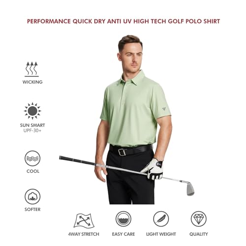 M MAELREG Golf Polo Shirts for Men Short Sleeve Performance Moisture Wicking Quick Dry Casual Collared Men’s Polo Shirts — view 5