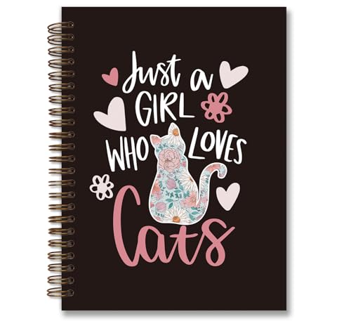 Carnet à spirale motif chat pour filles, cahier ligné pour le travail et l'école