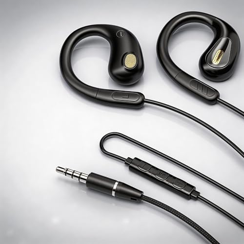 【 Upgraded Ear Hanging Wired Earphones - 3.5mm...