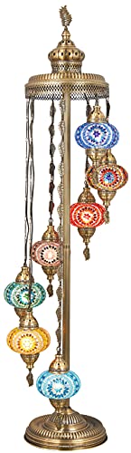 Demmex - 7 Big Globes Turkish Moroccan Mosaic Floor Lamp Light, Bohemian Boho Tiffany Mosaic Floor Lamp, 5' (Multicolor) #TOP1