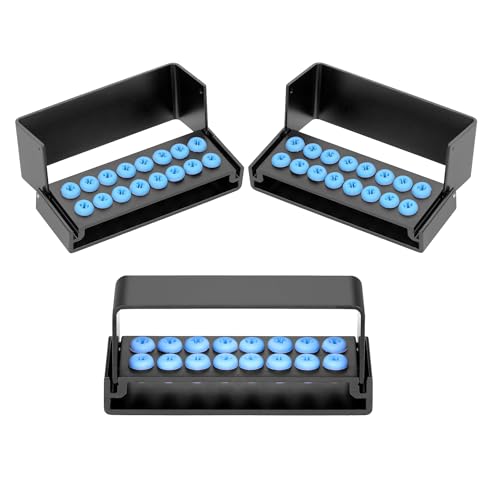 EustomA Burs Holder Block Case for 16 Holes High Temperature Sterilizable Autoclavable Burs Holder Box 3pcs/set (Black)
