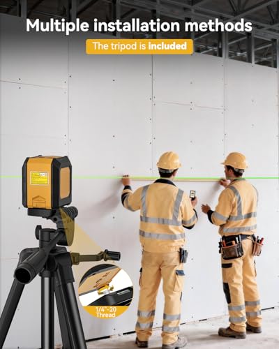 Image of Nikotek Laser Level with Tripod, Self-Leveling Green Beam Horizontal and Vertical Cross-Line Laser for Home Decoration Carrying Pouch, Battery Included