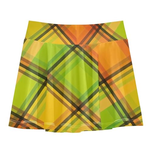 Girls' Shorts Athletic Skorts Plaid Orange Tennis Skirts Toddler Toddler School 3t2