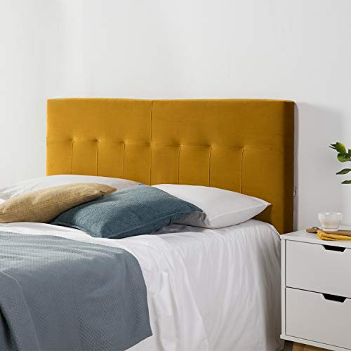 Marckonfort Hoofdeinde gestoffeerde Napoles 140x100 mosterd, fluweel, houten poten, inclusief fittingen - Afbeelding 5