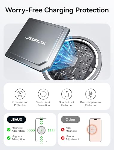Image of Magnetic Wireless Charger, JSAUX Magnet Wireless Charging Pad Compatible with iPhone 13 /13 Pro /13 Pro Max /13 Mini, 12 /12 Pro /12 Pro Max /12 Mini, AirPods 3 2 Pro, Mag-Safe Charger, Mag Charger-Black