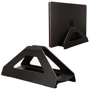 Psitek Vertikaler Laptop-Ständer, MacBook Halter mit werkzeugloser Weitenverstellung, Hochwertiger Aluminium Desk-Stand, Universell für 10-17 Zoll Laptops