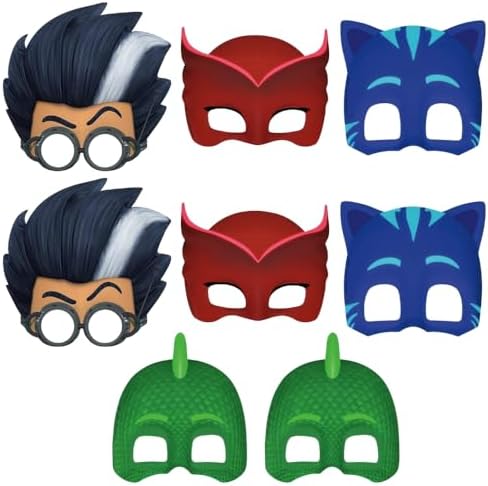 Unique Assorted Colors PJ Masks Party Masks (8 Count) - Ideal for Themed Parties & Superhero Fans