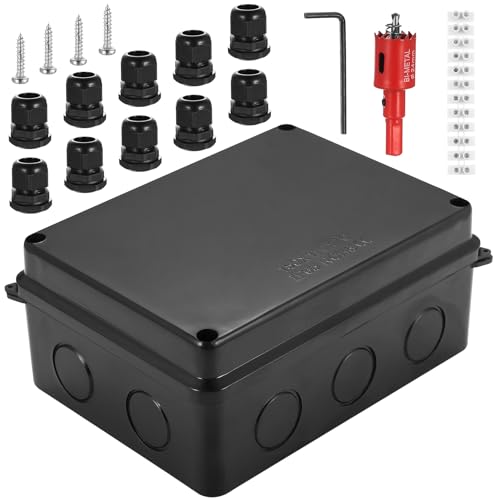 Abzweigdose Wasserdicht IP65 Schwarz Verteilerkasten Außen Wasserdichte Verteilerdose Außen Elektrische Elektrokasten Abzweigkasten Aufputz Verbindungsdose Aussen Stromkabelboxen(Schwarz)
