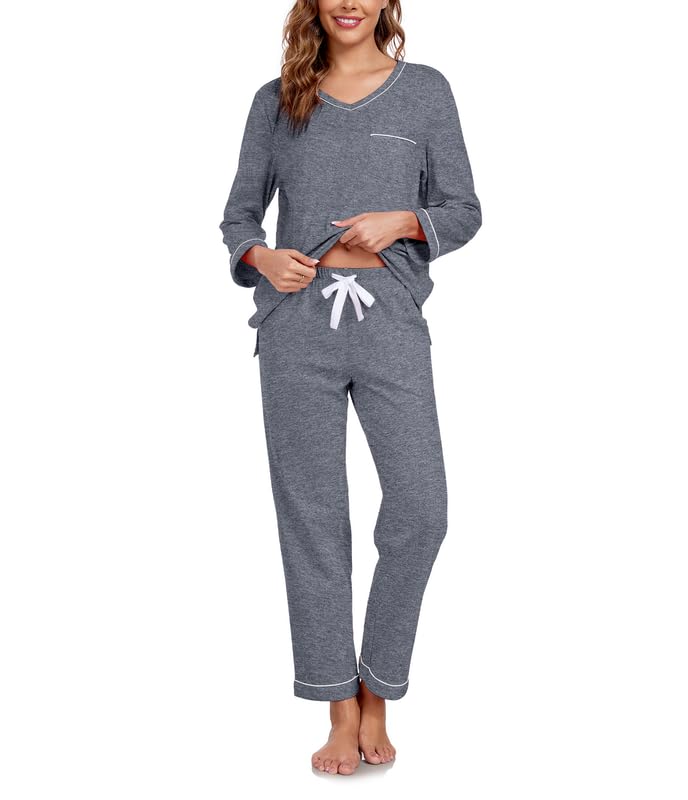 COLORFULLEAF Pijama para mujer, conjunto de pijama de dos piezas para mujer, verano, manga corta ligera, ropa de dormir y pijama, pantalones 3/4
