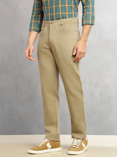 Image of Thomas Scott Men's Smart Straight Fit Chinos Trouser | Mid-Rise | Solid | 5-Pocket Design | Woven Fabric