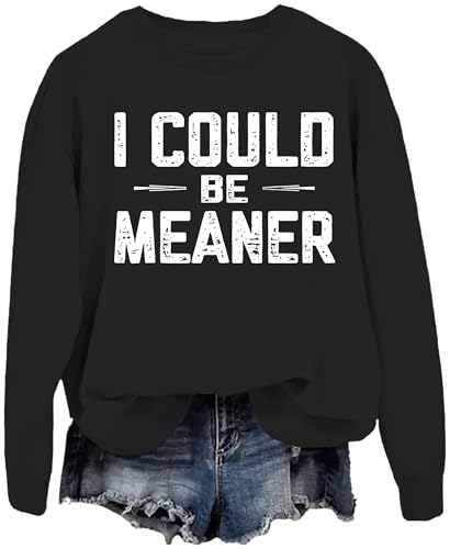 I Could Be Meaner Sweatshirt Vneck Women I Could Be Meaner Hoodie Men Vintage Funny Graphic Tees3