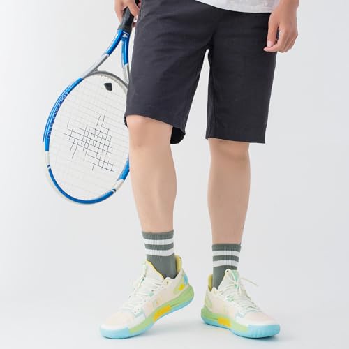 Image of SISOSOCK Quarter Crew Cotton Socks for Women Striped Athletic Casual Breathable Socks 10 Pairs with Gifts Box