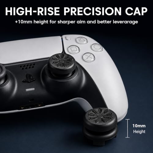 Image of Sounce FPS Freek Galaxy Thumbstick Caps for PS4 & PS5 Controller | Non-Slip Rubber Joystick Cover | 1 High-Rise + 1 Mid-Rise Concave Analog Grip | Improved Accuracy & Comfort (Black)