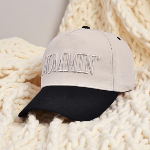 Image of Mommin Trucker Hat,Vintage Two-Tone Women's Baseball Cap with Mama Hat Mothers Day Great Gifts for Mom Wife Stepmom