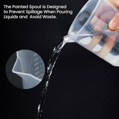 TOP-VIGOR 250ml Plastic Measuring Cups, Transparent Lab Graduated Beakers Liquid Measuring Cups - Image 3