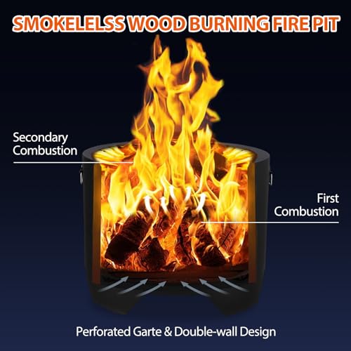 Towallmark Stove Bonfire, 20 Inch Smokeless Fire Pit with Removable Ash Pan, Portable Outdoor Fire Pit, Wood Burning Lightweight Fireplace, 19 lbs, Ideal for for Backyard, Patio, Garden