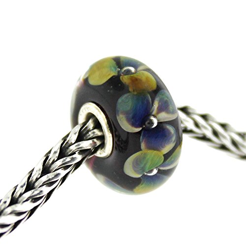 Authentic Trollbeads Glass 61404 Flowers on Indigo