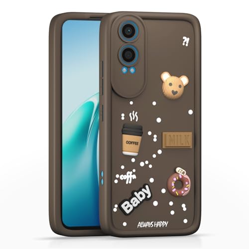 Image of Pikkme Bumper Case for OnePlus Nord Ce 4 Lite 5G | Cute Fun Cartoon 3D Bear Silicone Full Body Protection Back Cover (Brown)