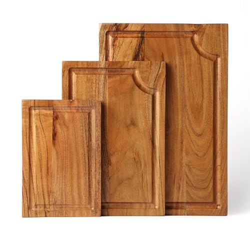 Set de 3 tablas de cortar rectangulares con ranura para jugos miniatura 1