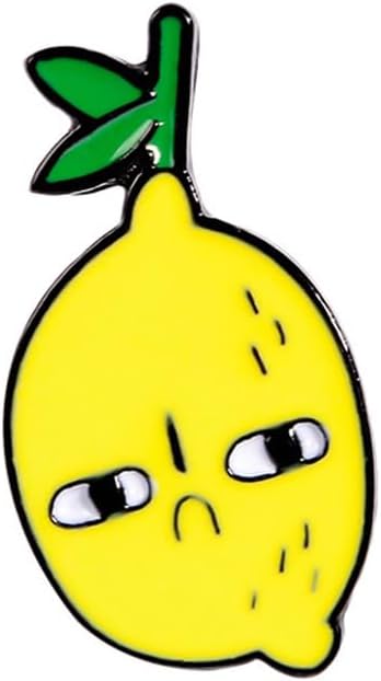 Lemon Brooch Cartoon Cute Little Lemon Alloy Brooch Aggrieved Lemon Shape Hard Enamel Pin Pout Unhappy Little Lemon Lacquer Brooch Pin Badge Creative Mood Theme Costume Accessories