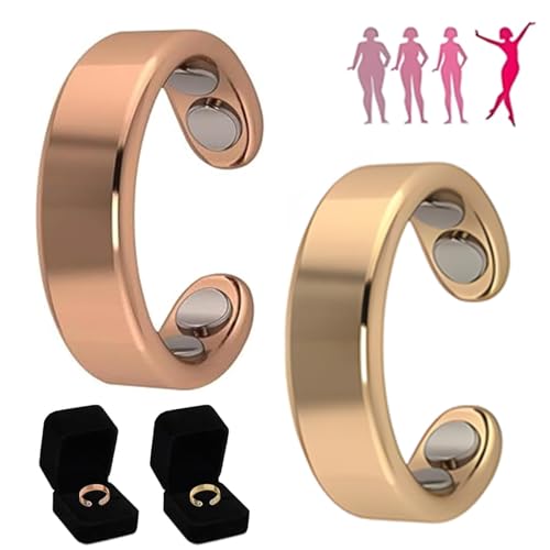 xinrongda Ring Damen Wechseljahre - Magnetring Wechseljahre 2pcs Magnetfeldtherapie Ring Vitalring zum Abnehmen Fitnessring für Damen VitalRing Zur Angstreduktion & besseren Schlafen (D)