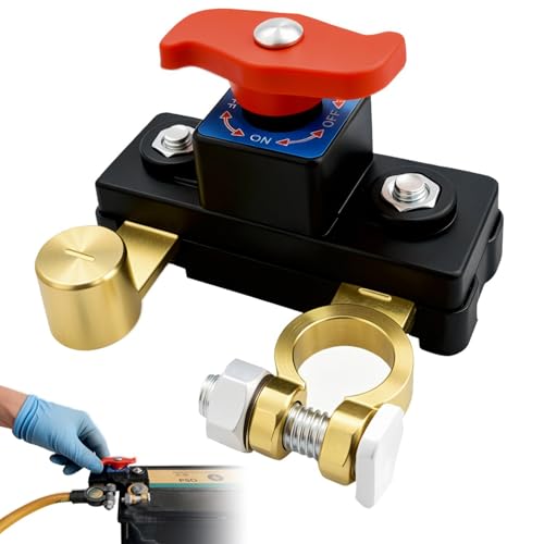 Coupe Circuit Batterie Voiture 12V-24V, Interrupteur de Batterie en Cuivre Pur Réglable, Moto, Camion, Camping Car, Bateau, Tracteur