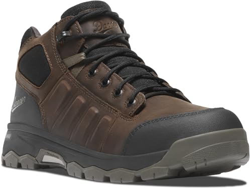 Danner Wheat Ridge 4.5' Men's Waterproof Leather Work Boots, Abrasion Resistant, Aluminum Toe, Slip & Oil Resistant, EH Safe, Brown/Olive - 11 D