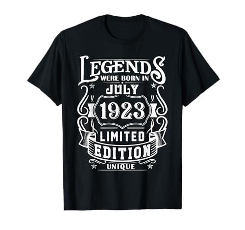 Cumpleaños Julio 1923 Edición Limitada Regalo Legend July Camiseta