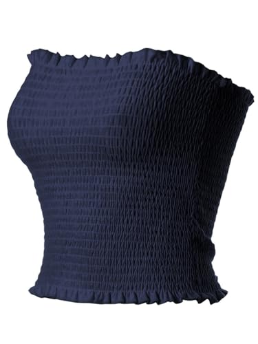 MixMatchy Women's Casual Basic Smocked Tube Tops...
