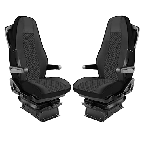 Generisch Satz Sitzbezüge Für LKW Volvo FH4 FH5 Öko-Leder 1+1 LKW Sitzauflagen Schonbezüge (schwarz)